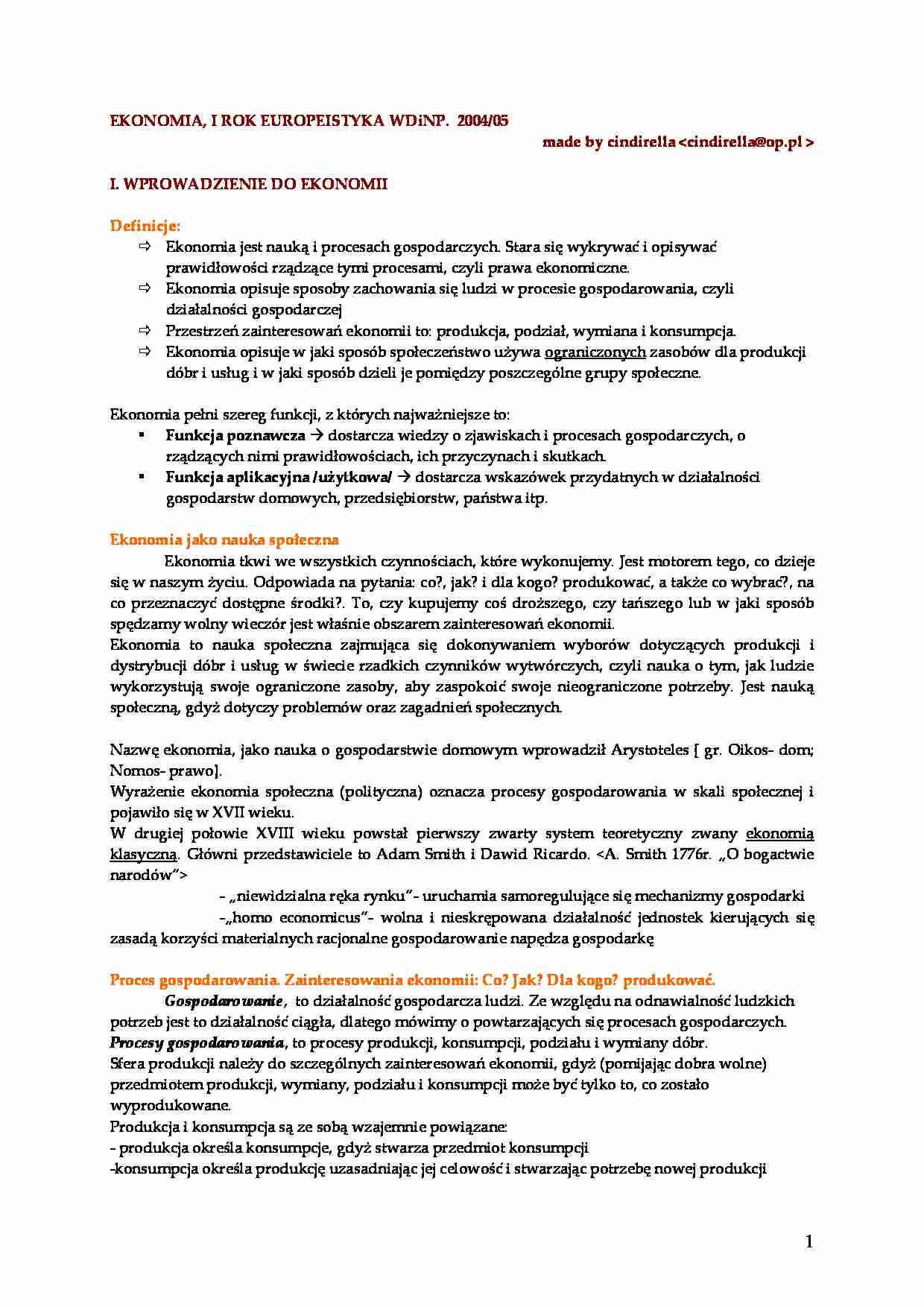  Ekonomia - skrypt  - strona 1