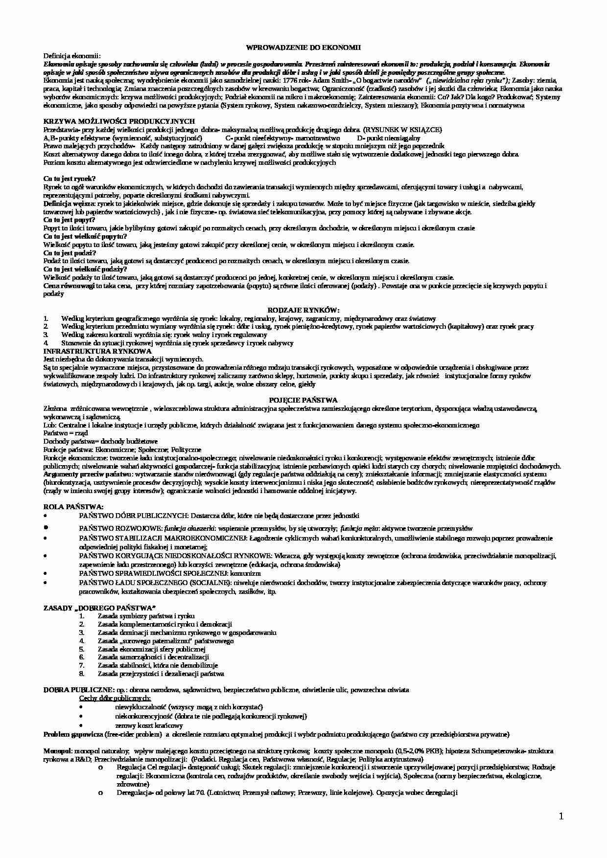 Wprowadzenie do ekonomii-wszystkie wykłady - strona 1