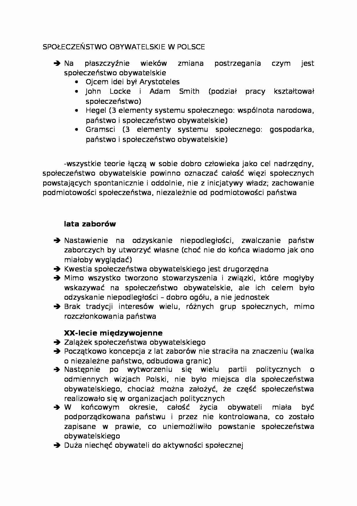 Społeczeństwo obywatelskie w Polsce-opracowanie - strona 1