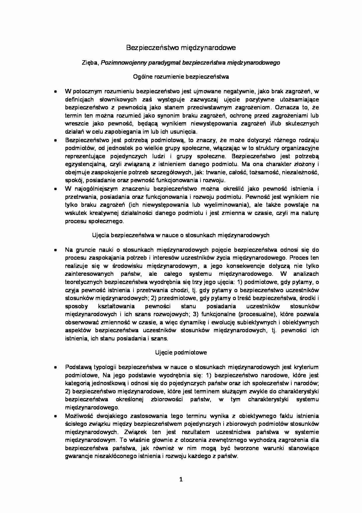 Bezpieczeństwo międzynarodowe - Stosunki międzynarodowe - strona 1