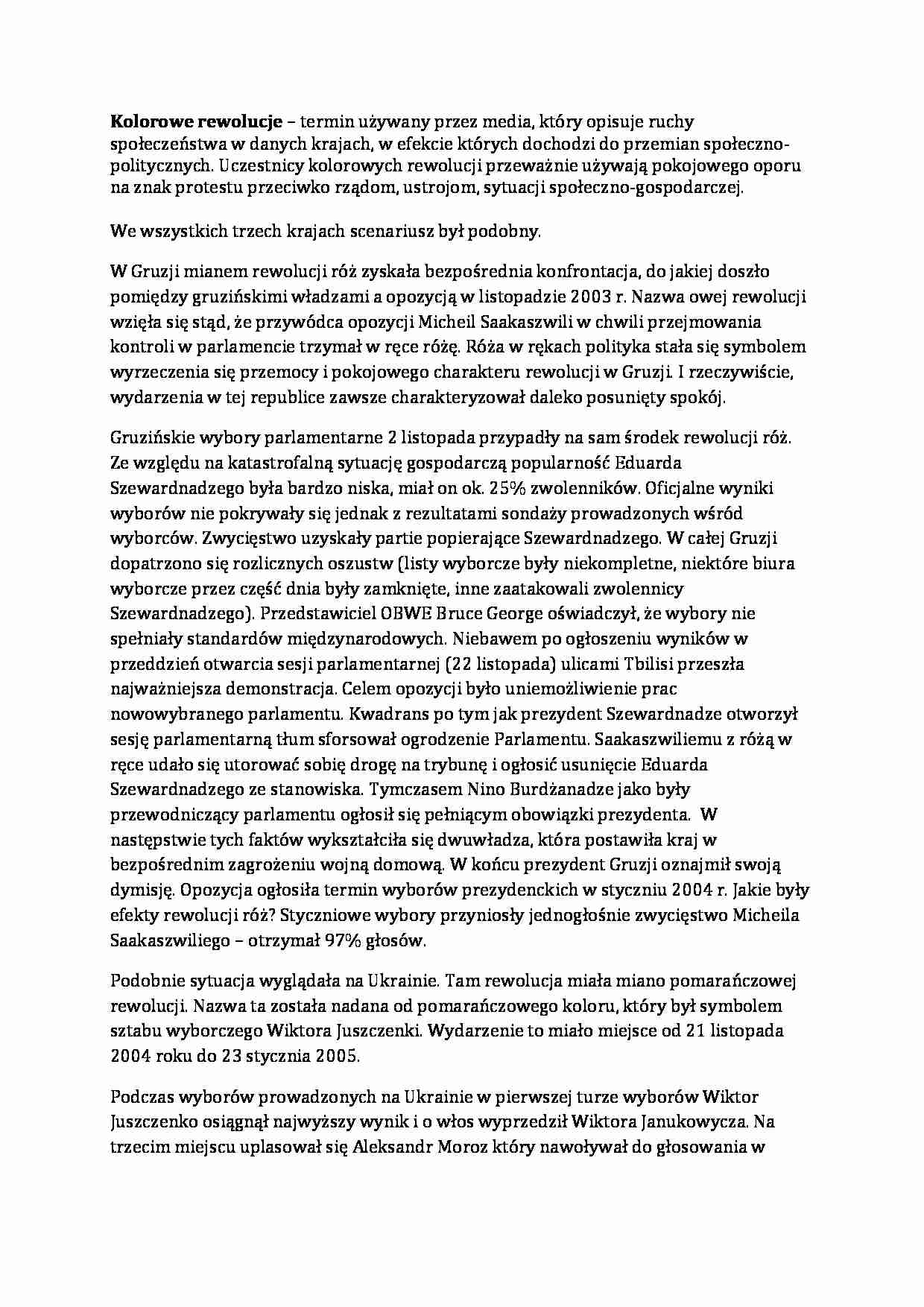 Kolorowe rewolucje-opracowanie - strona 1