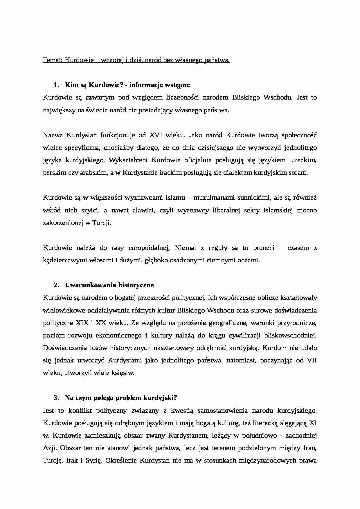 Kurdowie - wczoraj i dziś, naród bez własnego państwa - strona 1