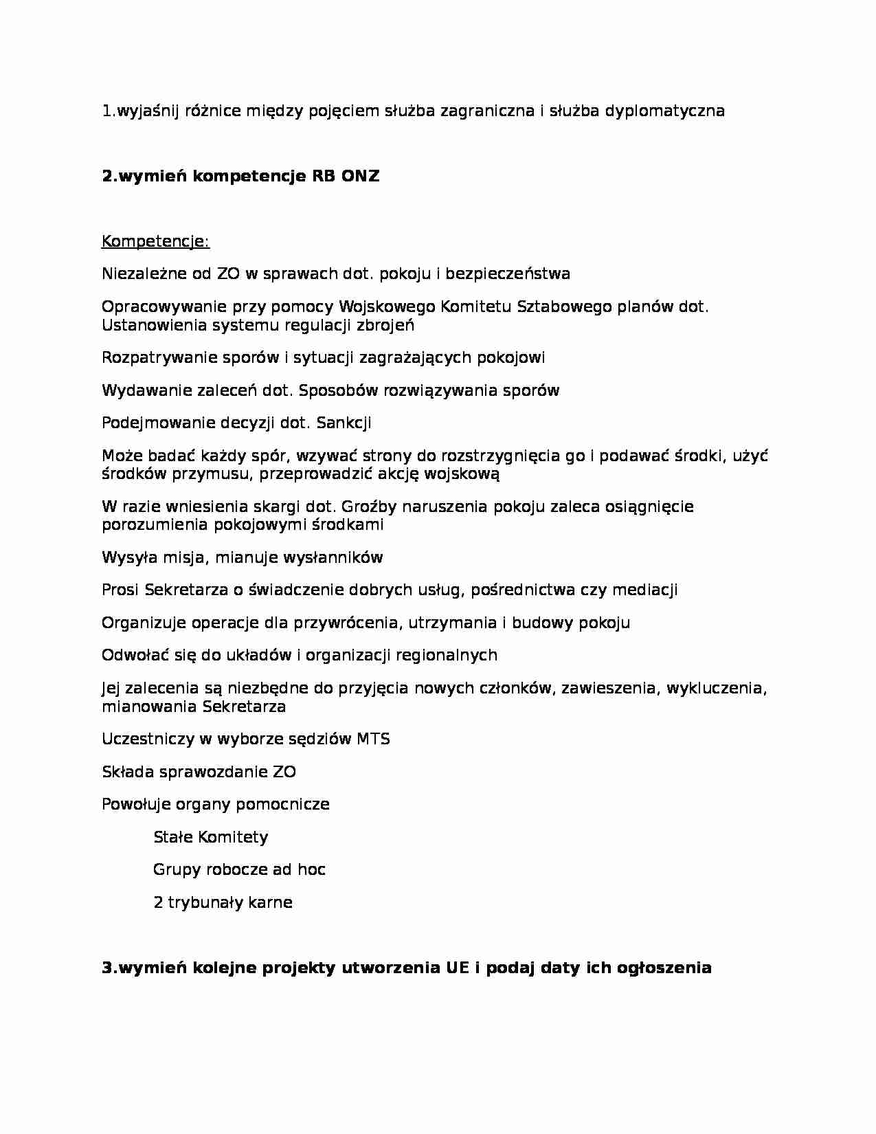 Kompetencje Rady Bezpieczeństwa ONZ-opracowanie - strona 1
