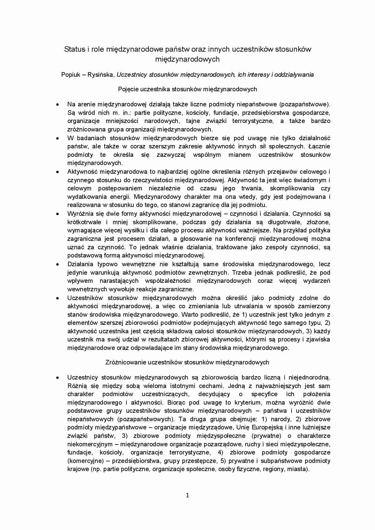 Status i role międzynarodowe państw-opracowanie - strona 1