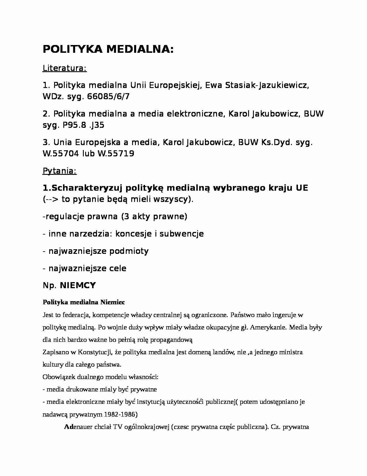 Polityka medialna-pytania - strona 1