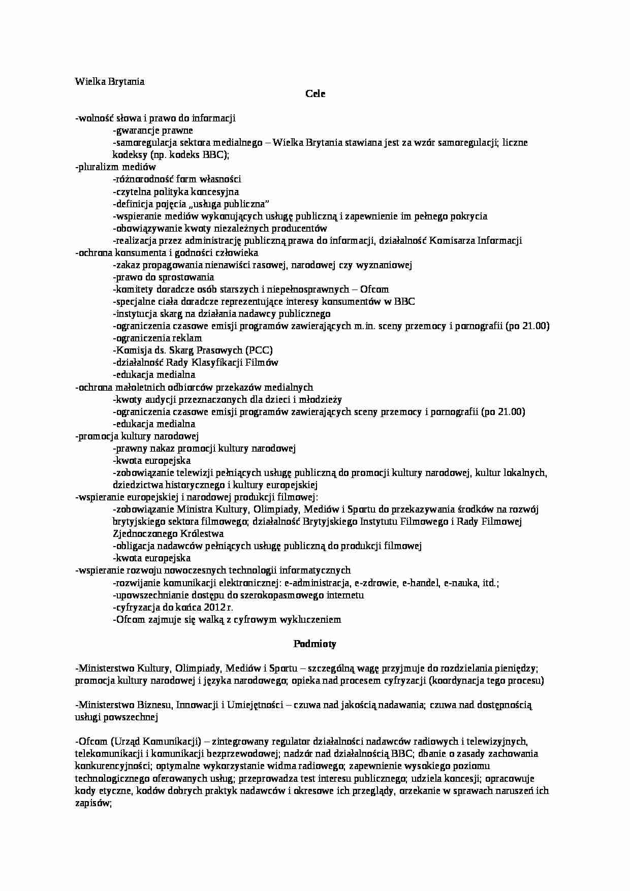 Polityka Medialna-Wielka Brytania - strona 1