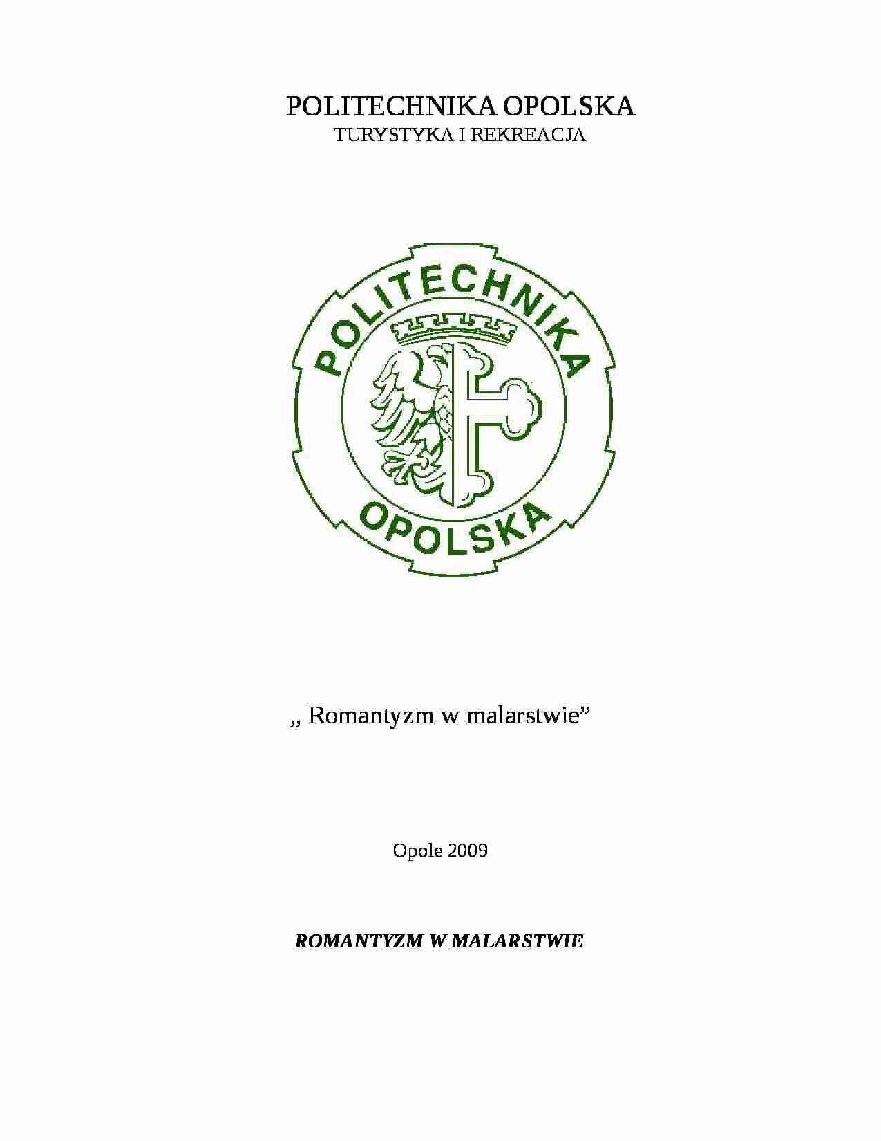 sztuka romantyzmu referat ćwiczenia - strona 1