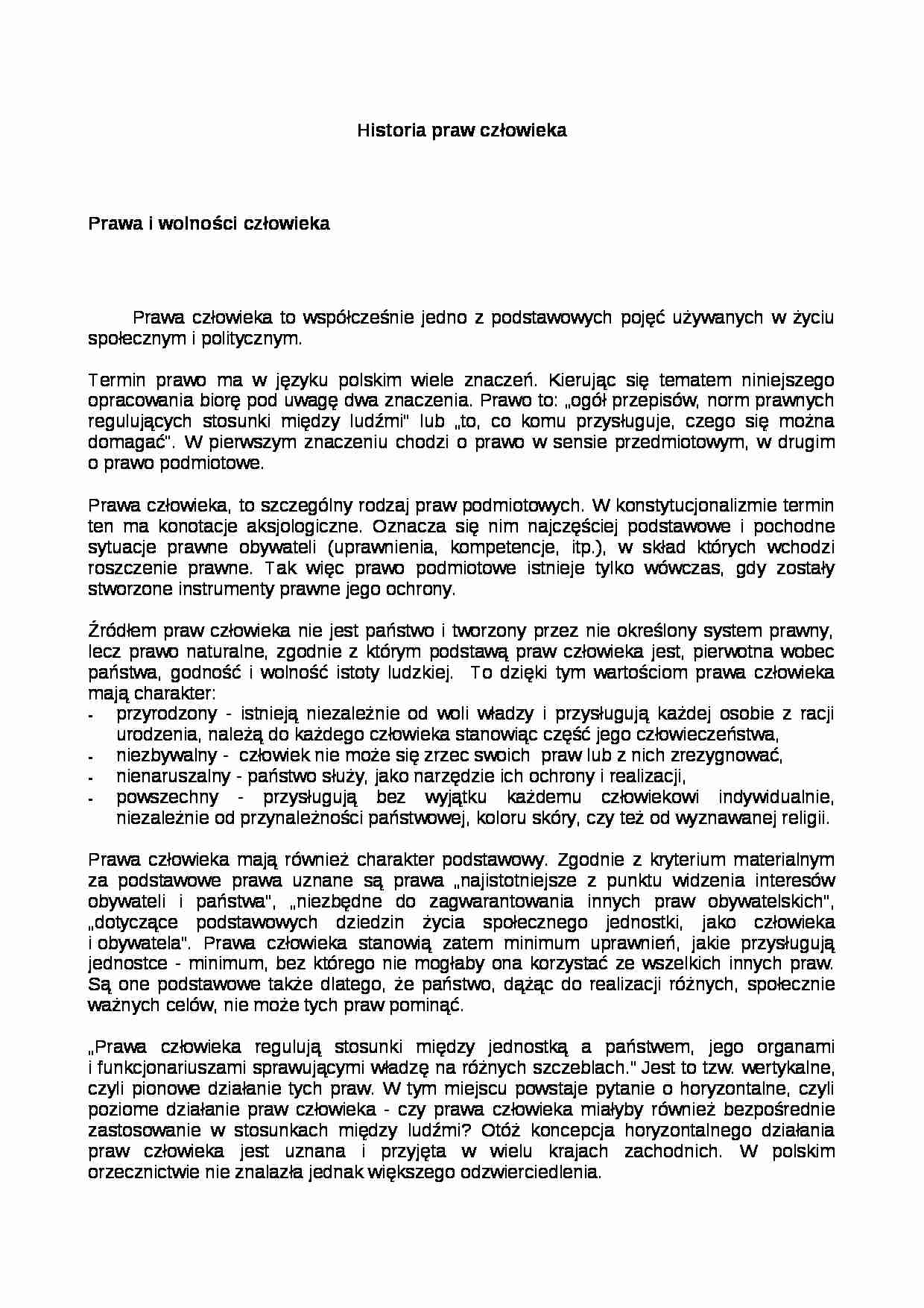 Historia praw człowieka-opracowanie - strona 1