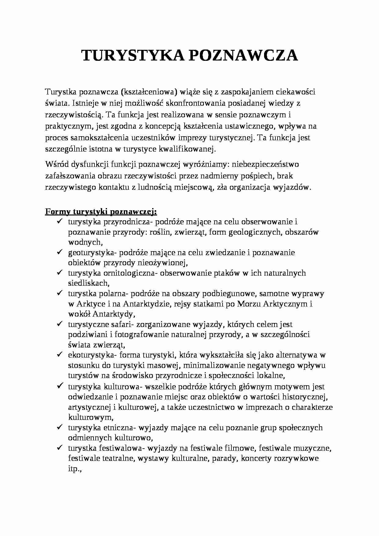 turystyka poznawcza referat ćwiczenia - strona 1
