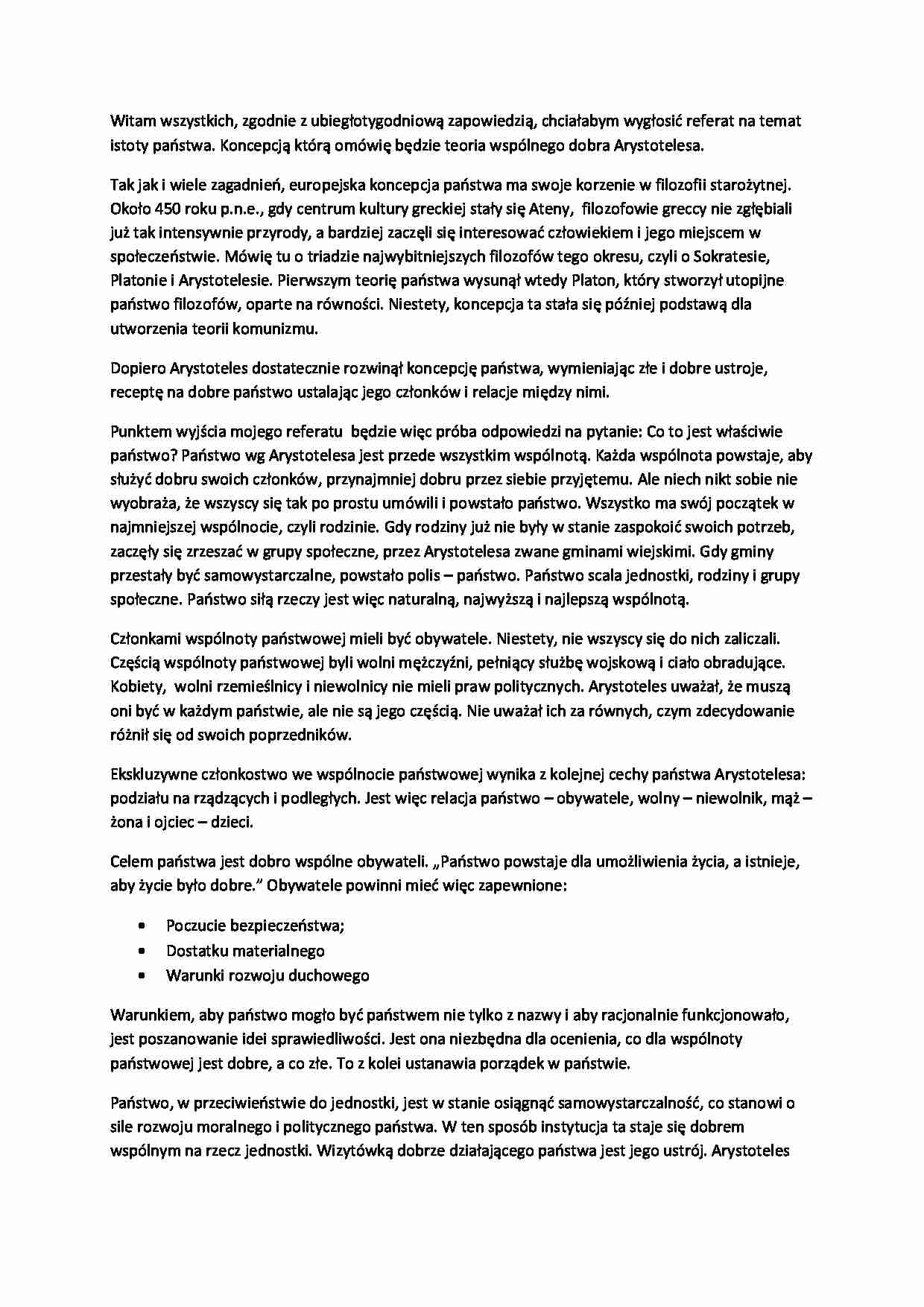 Istota państwa-referat - strona 1