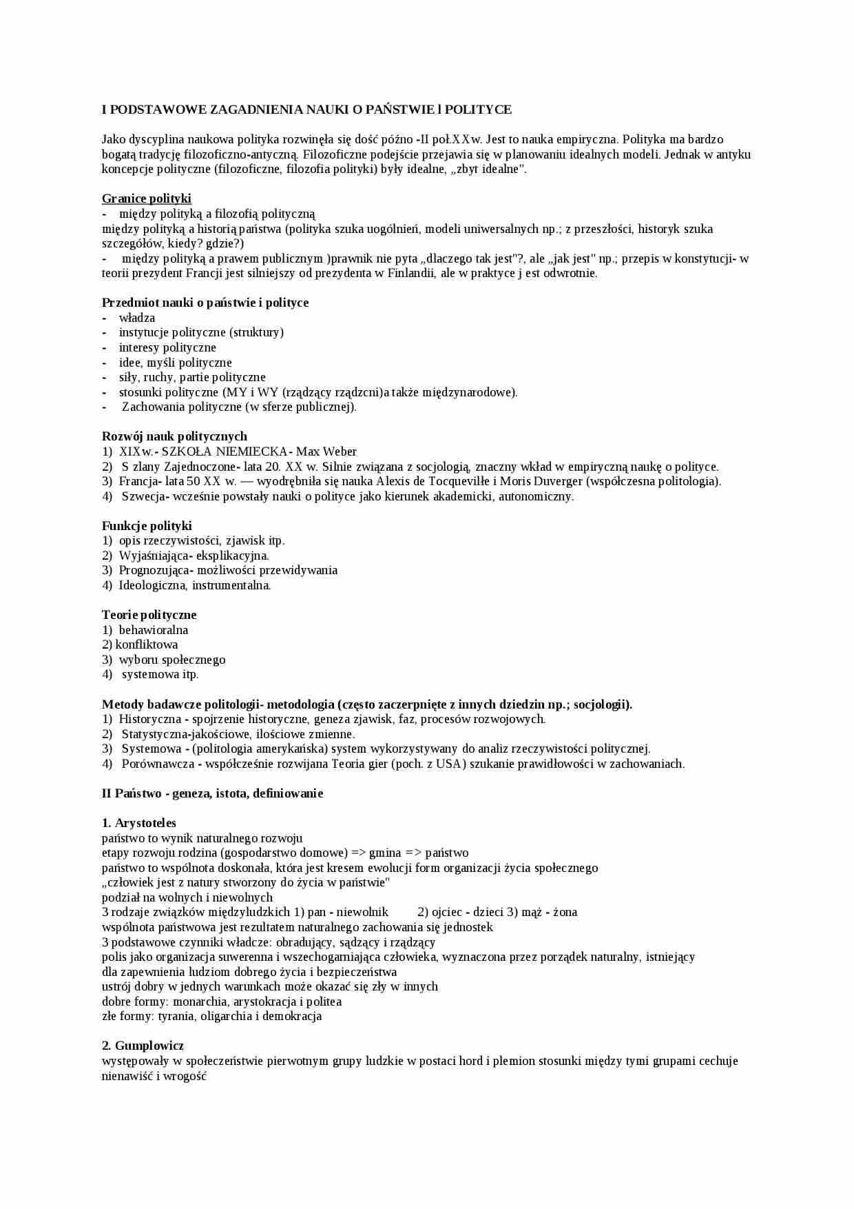 Podstawowe zagadnienia nauki o państwie i prawie-opracownanie - strona 1