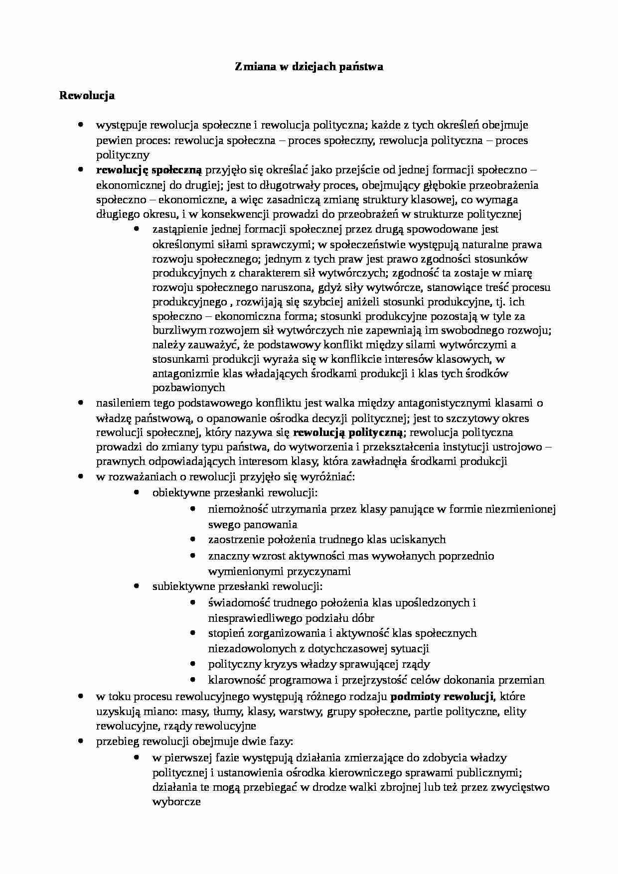 Zmiana w dziejach państwa-opracowanie - strona 1