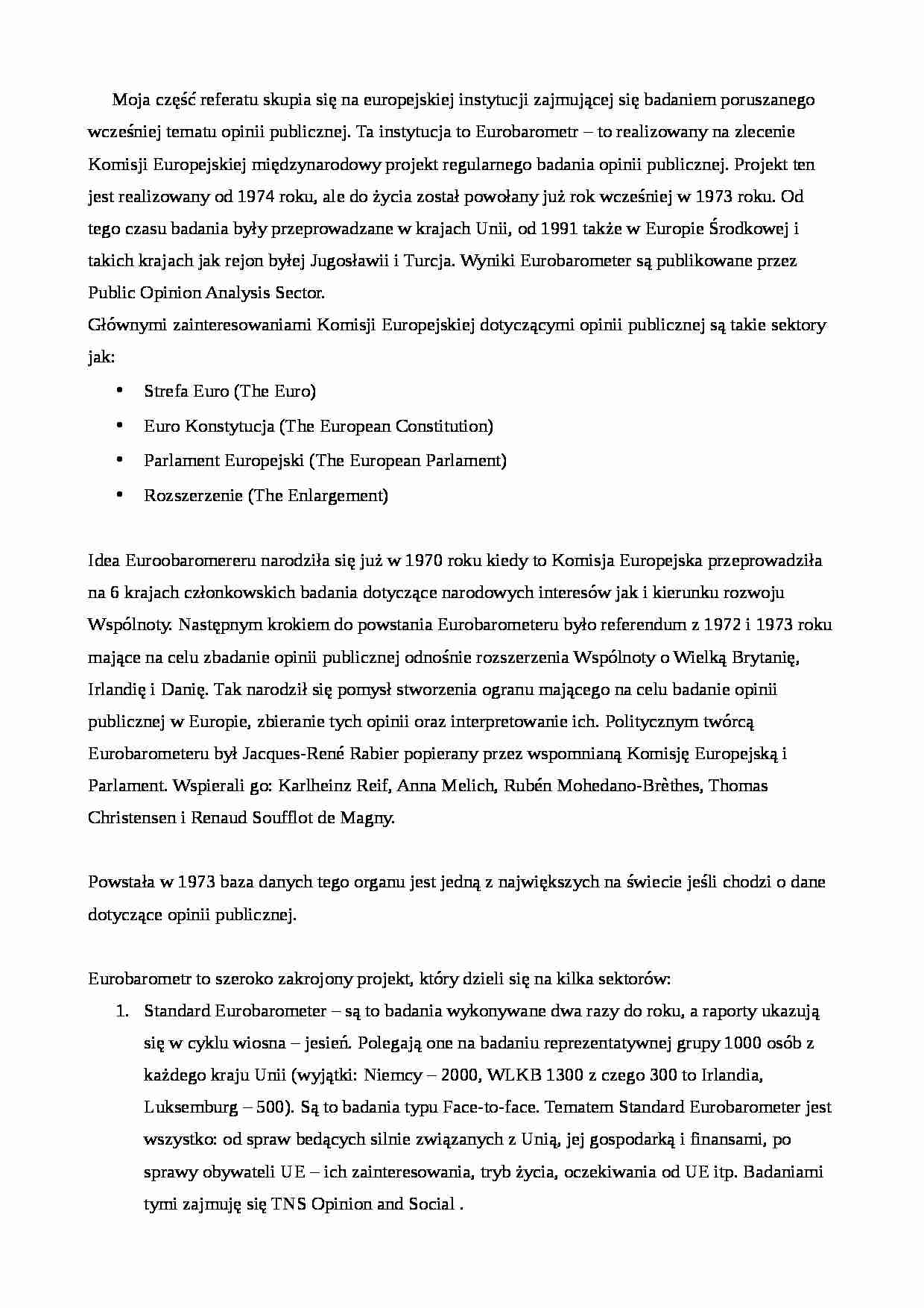Eurobarometr-referat - Parlament Europejski - strona 1