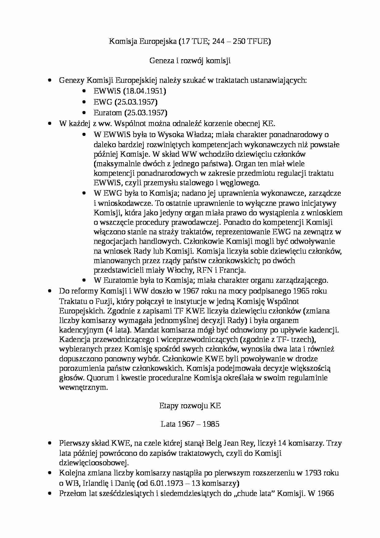 Komisja Europejska-opracowanie - Etapy rozwoju KE  - strona 1
