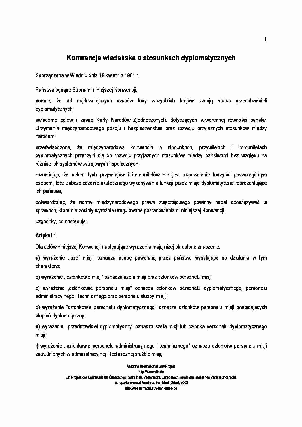 Konwencja Wiedeńska-opracowanie - strona 1