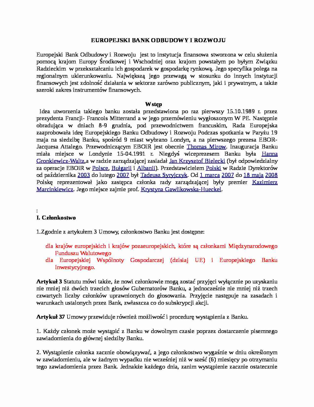  EUROPEJSKI BANK ODBUDOWY I ROZWOJU-opracowanie - strona 1