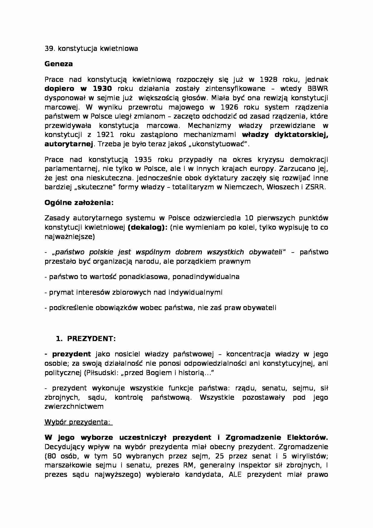 Konstytucja kwietniowa-opracowanie - strona 1