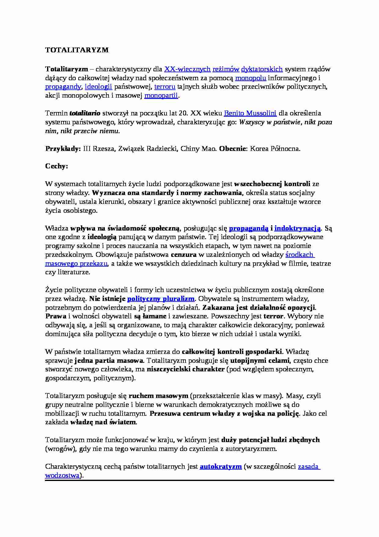 TOTALITARYZM-opracowanie - strona 1