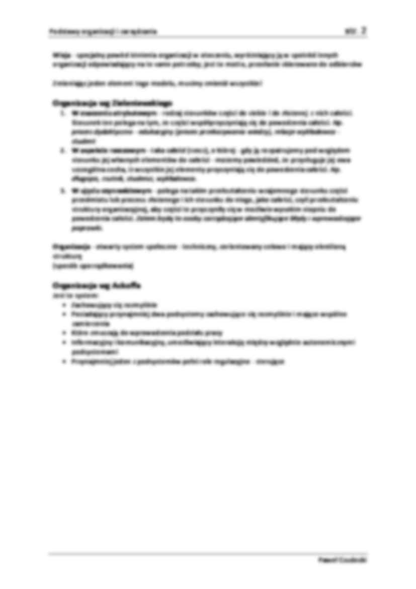 Podstawy organizacji i zarządzania -  Model Leavitta WYKŁAD - strona 2