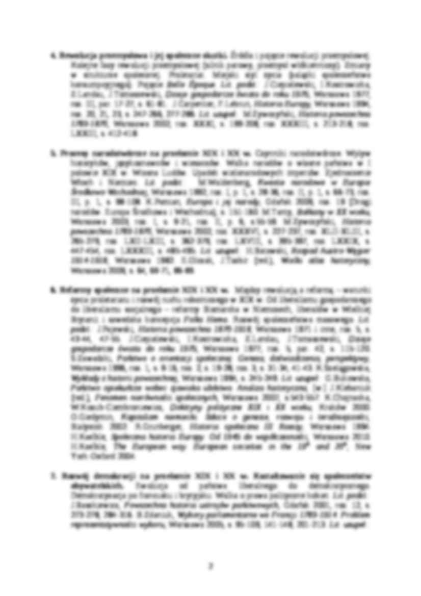 Historia społeczna Europy-program przedmiotu - strona 2
