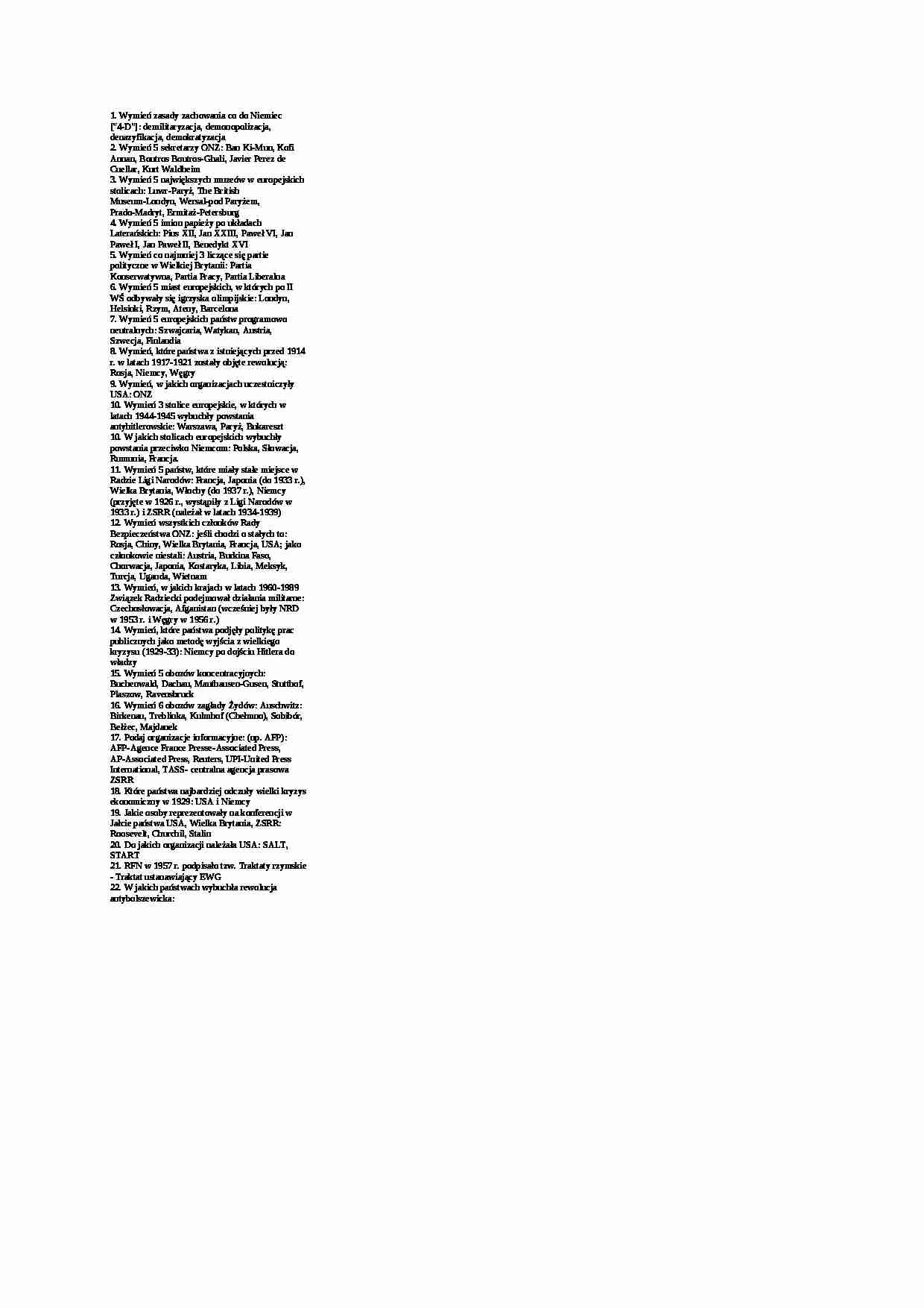 Historia społeczna europy-pytania - strona 1