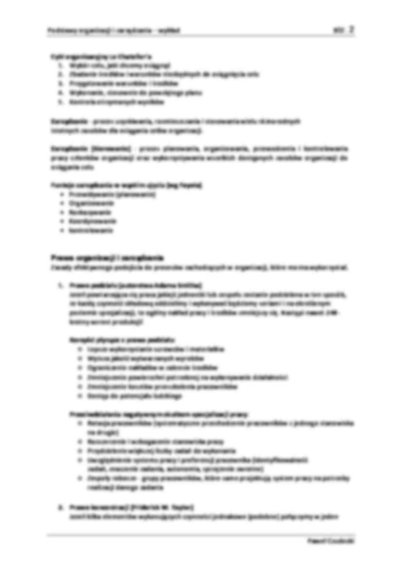 Podstawy organizacji i zarządzania -  Misja, plan i cel organizacji WYKŁAD - strona 2