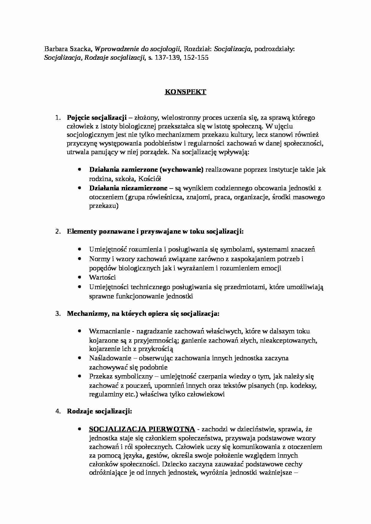 Wprowadzenie do socjologii-konspekt - strona 1