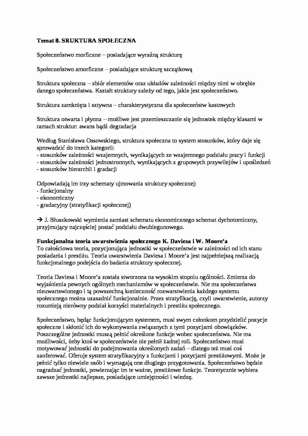 Struktura społeczna-opracowanie - strona 1
