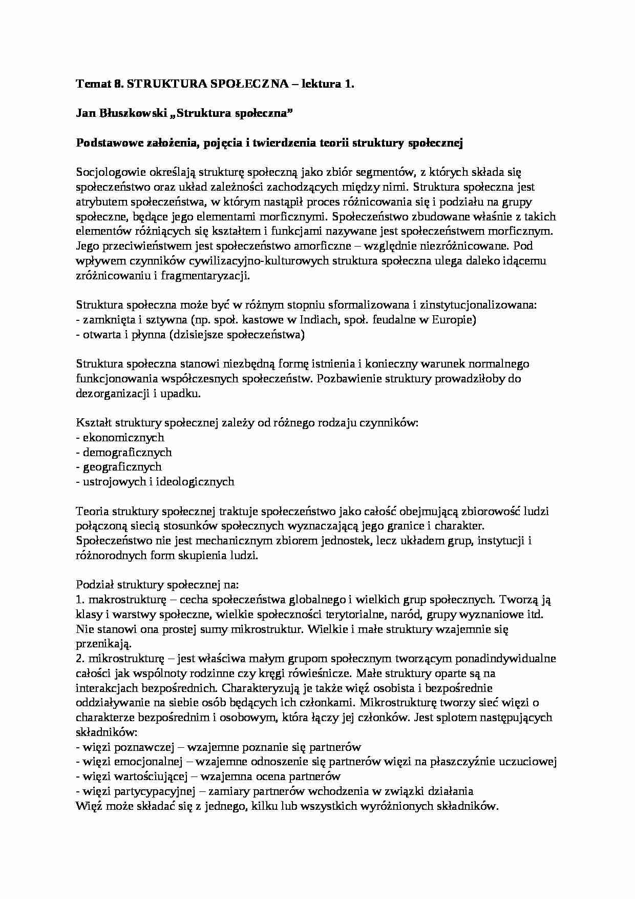 Struktura społeczna-opracowanie - strona 1