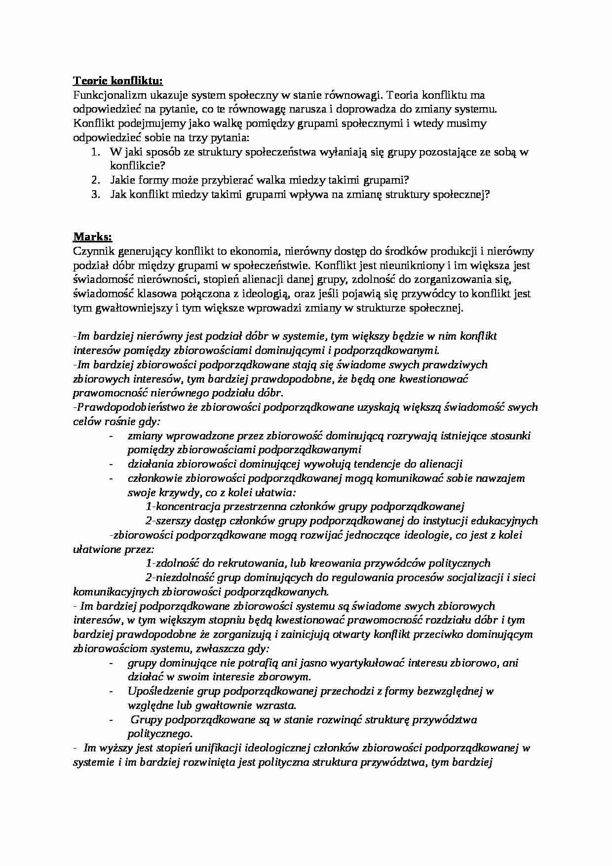 Teorie konfliktu-opracowanie - strona 1