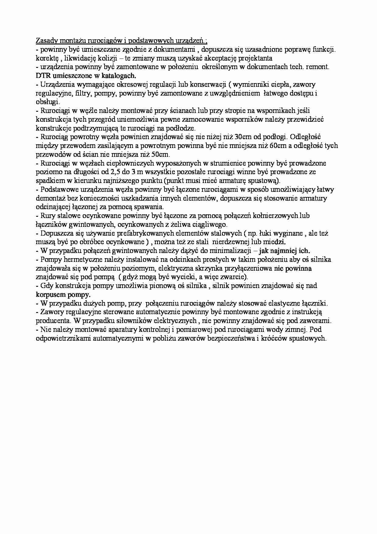 Zasady montażu rurociągów i podstawowych urządzeń - wykład - strona 1