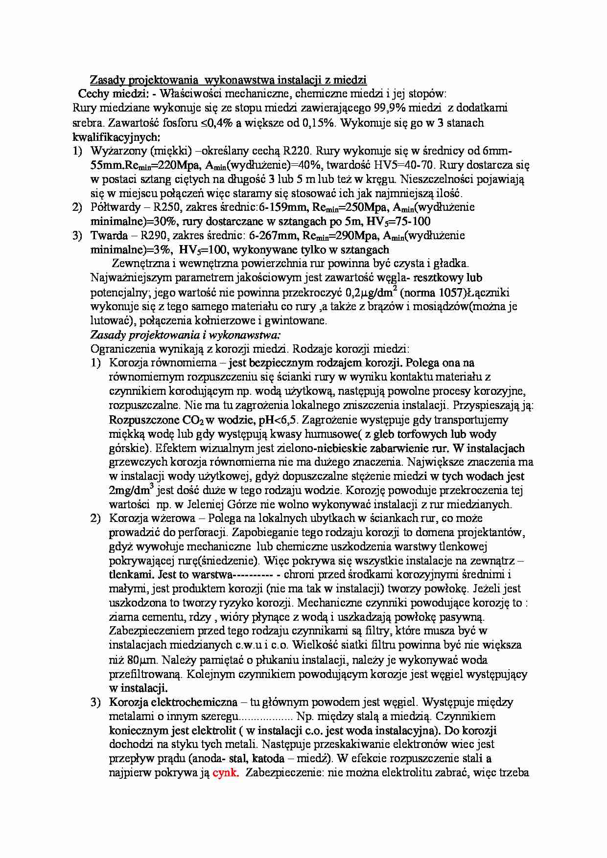 Zasady projektowania wykonawstwa instalacji z miedzi-opracowanie - strona 1