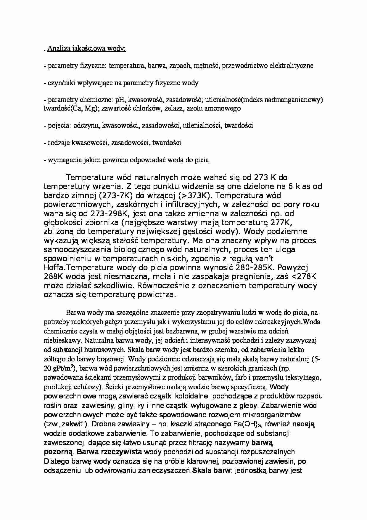 Analiza jakościowa wody-opracowanie - strona 1