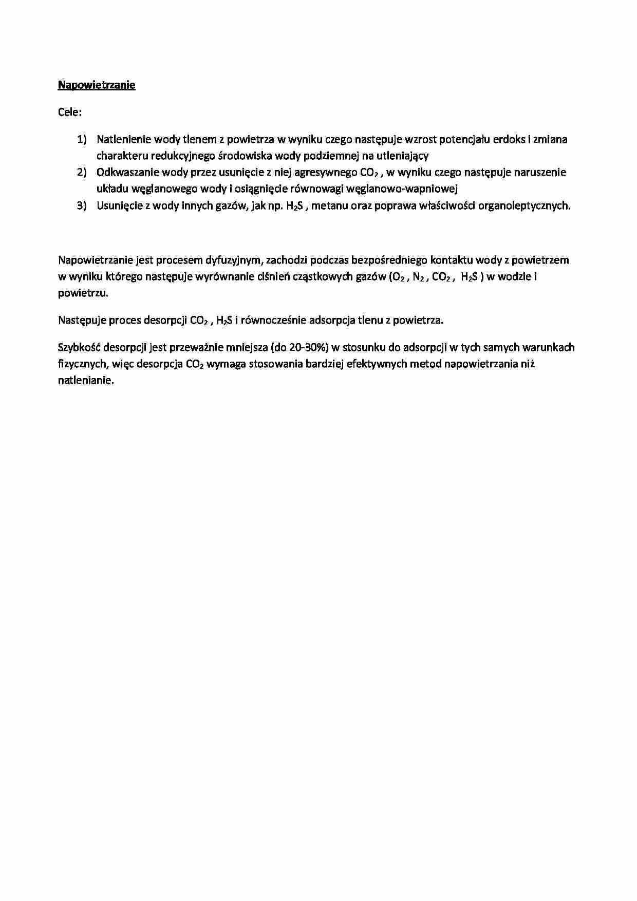 Napowietrzanie-opracowanie - proces desorpcji - strona 1