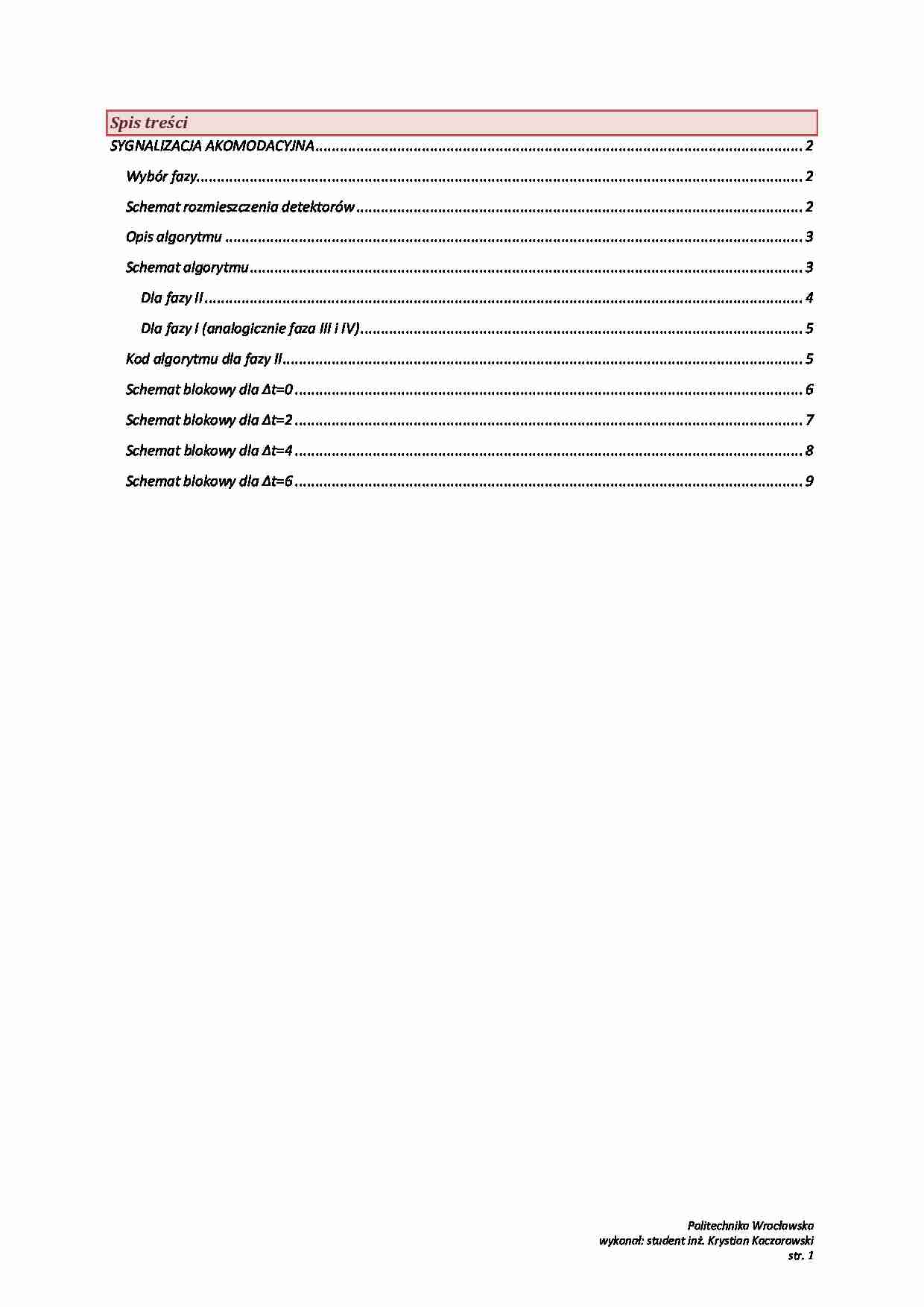 Sygnalizacja akomodacyjna-opracowanie - strona 1