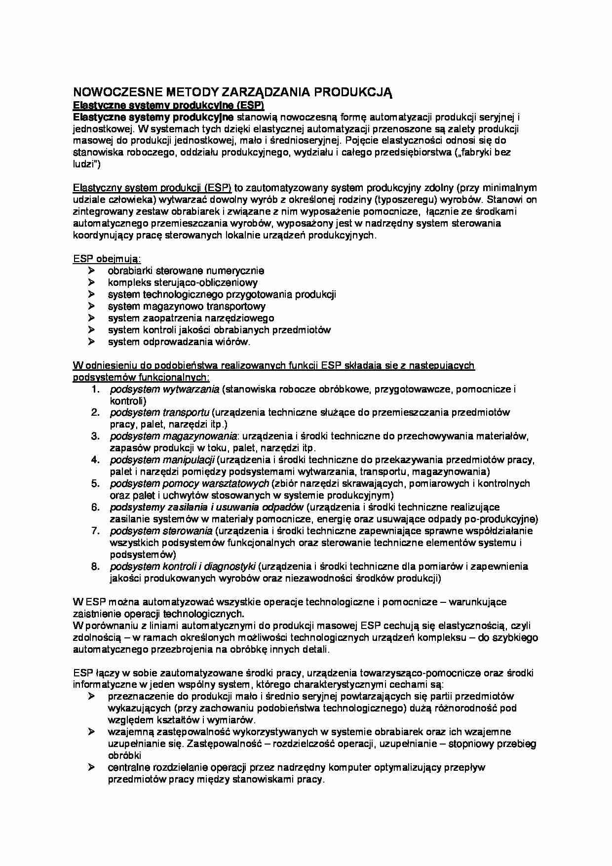 Nowoczesne metody zarządzania produkcją-opracowanie - strona 1