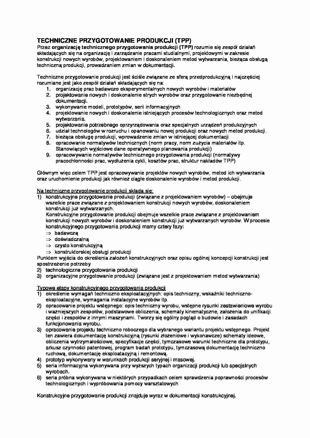 Techniczne przygotowanie produkcji-opracowanie - strona 1