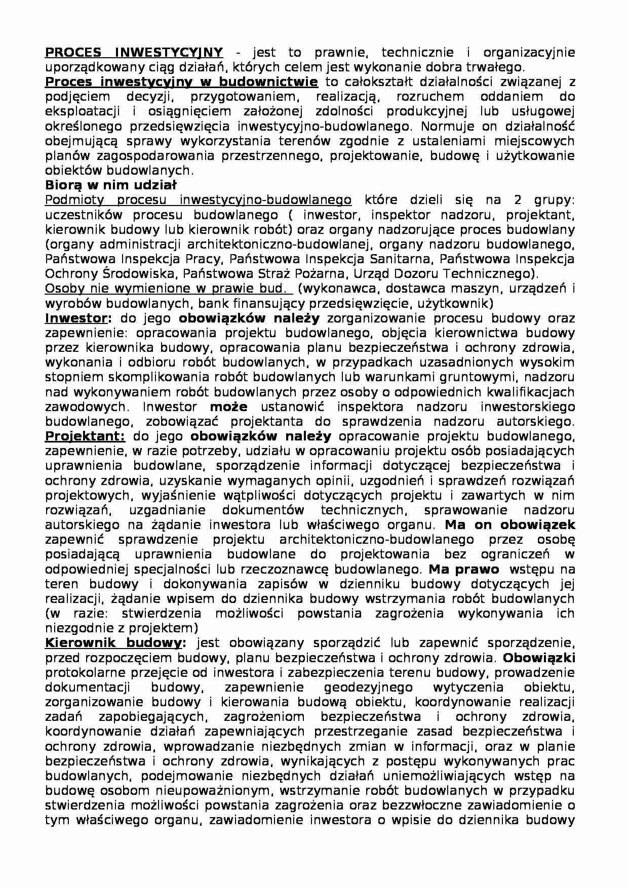 Podmioty procesu inwestycyjno-budowlanego-opracowanie - strona 1