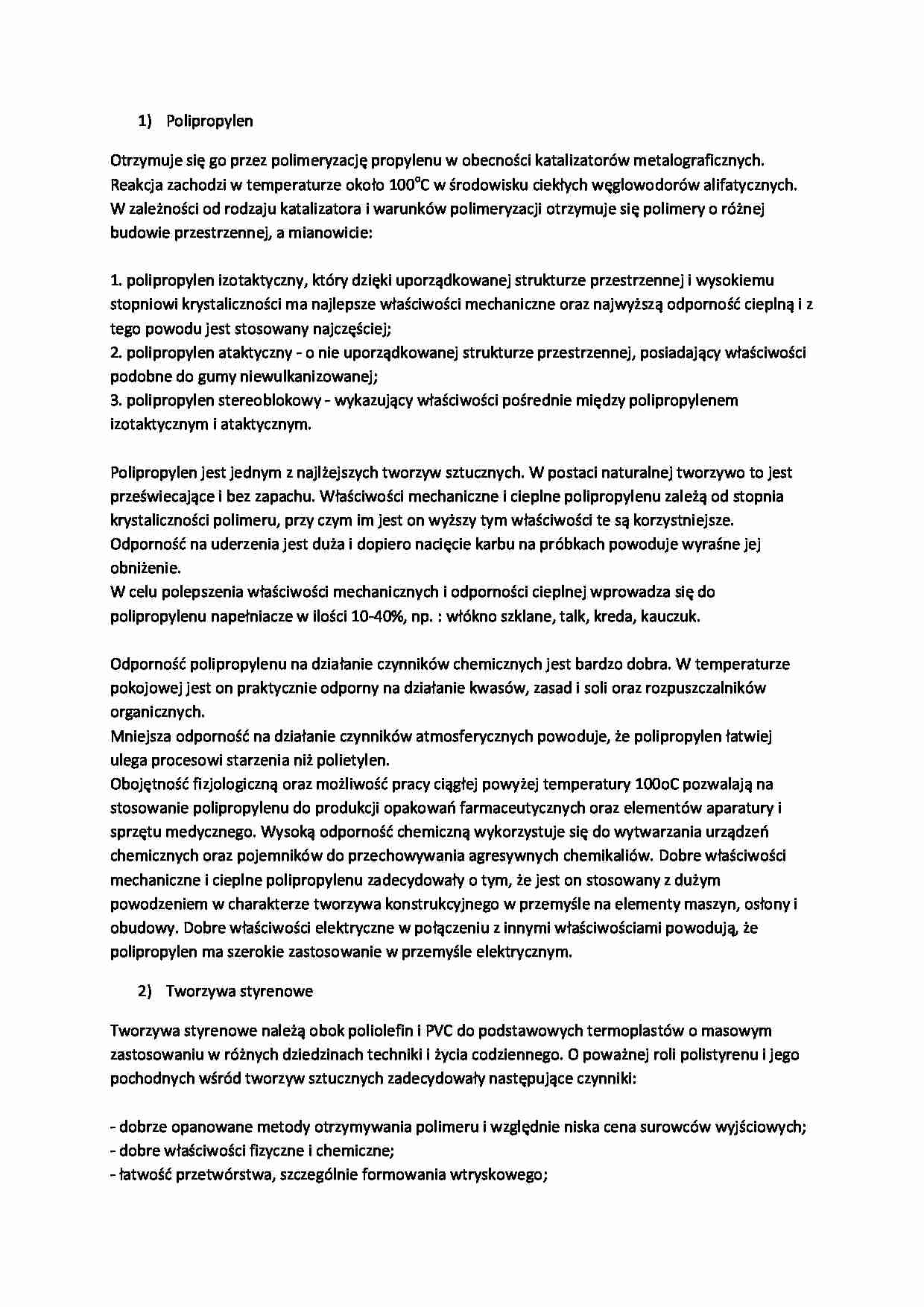 Polipropylen i tworzywa sterynowe-opracowanie - strona 1