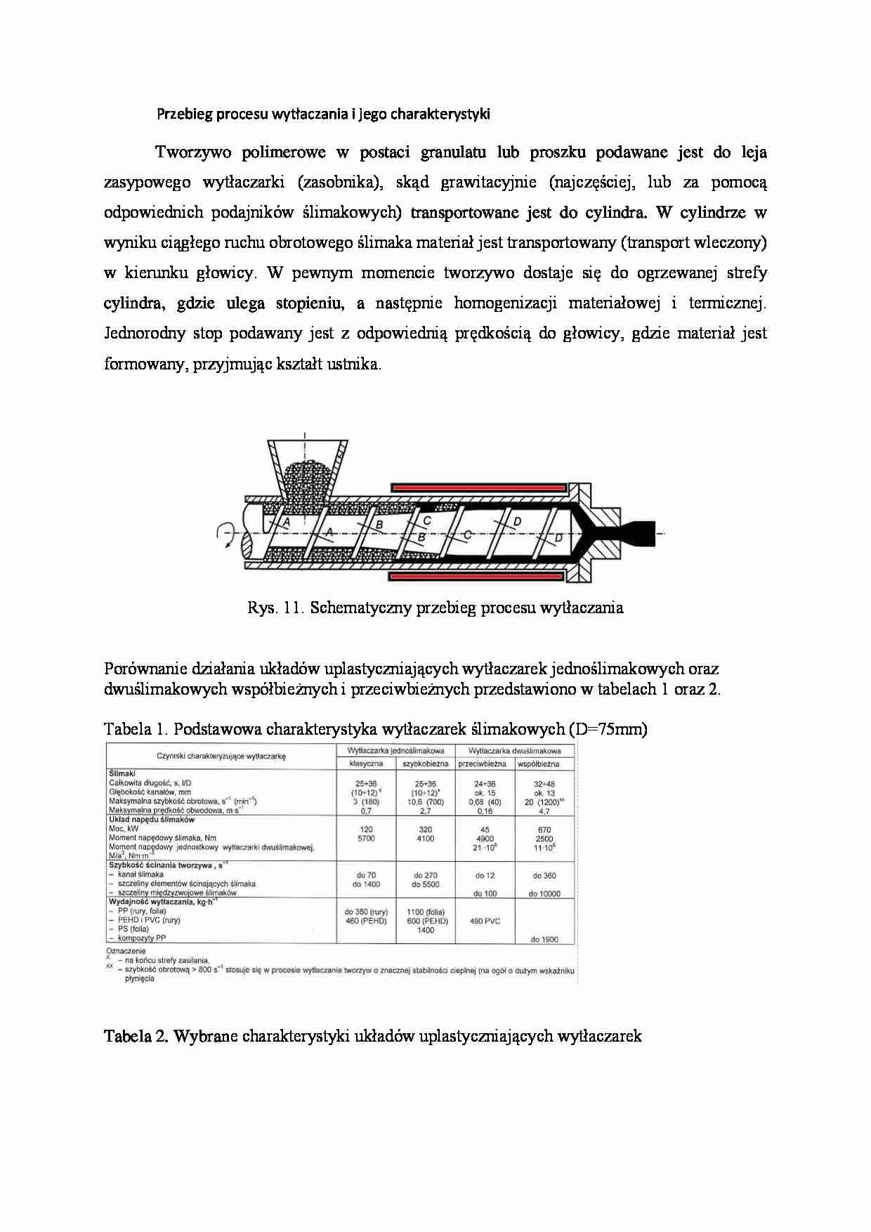 Przebieg procesu wytłaczania i jego charakterystyki-opracowanie - strona 1