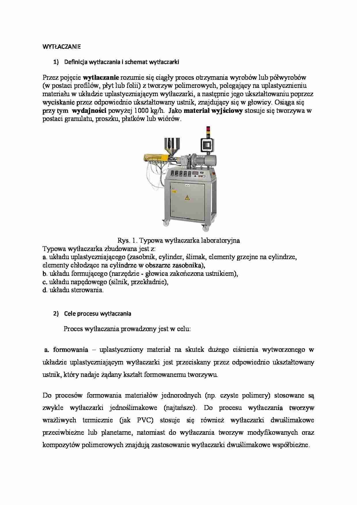 Wytłaczanie - charakterystyka procesu - wykład - strona 1