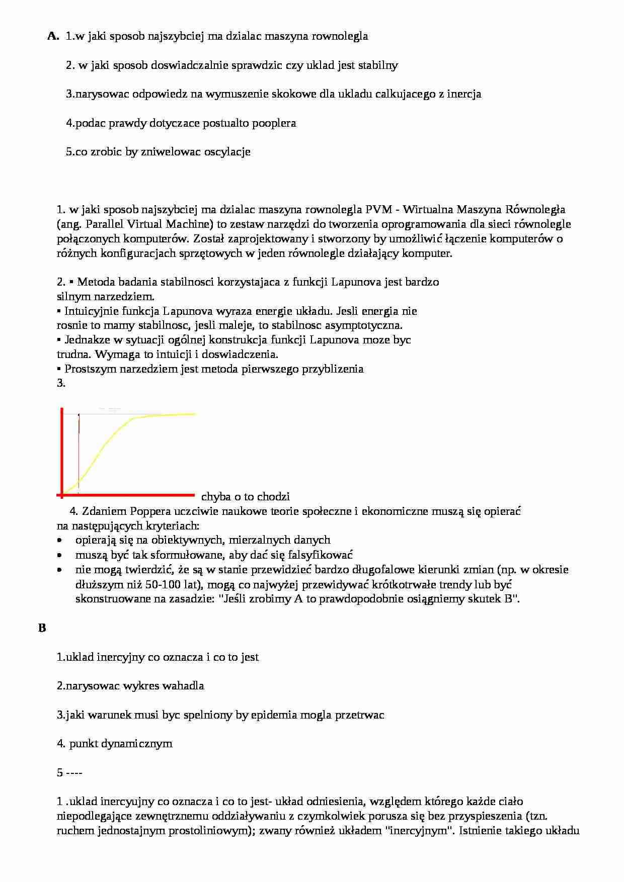 Modele układów dynamicznych-pytania egzamin 2009 - strona 1