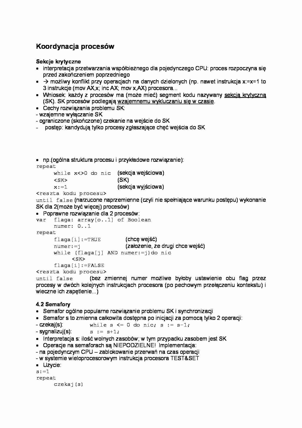 Koordynacja procesów-opracowanie - strona 1