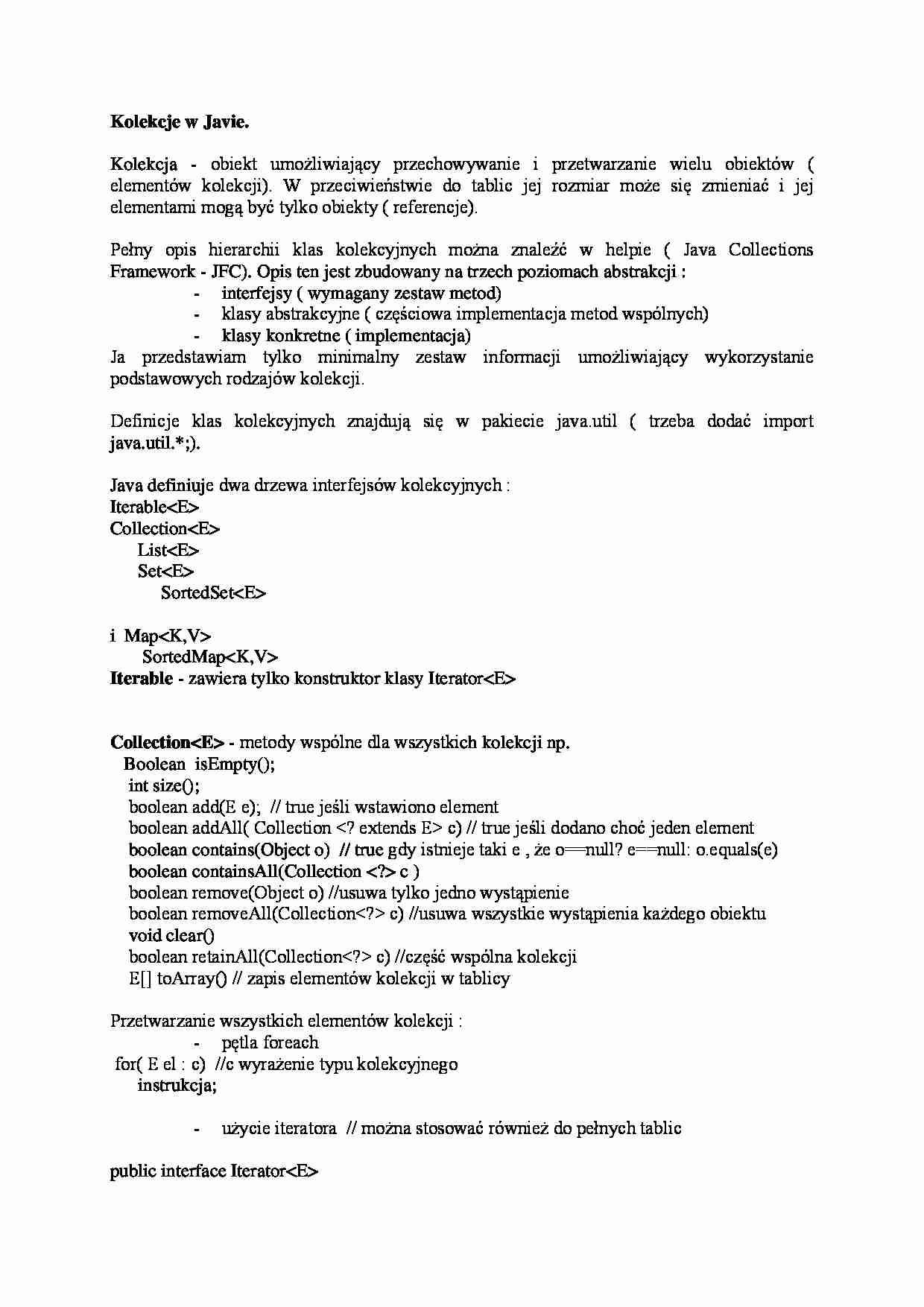 Kolekcje w Javie-opracowanie - strona 1