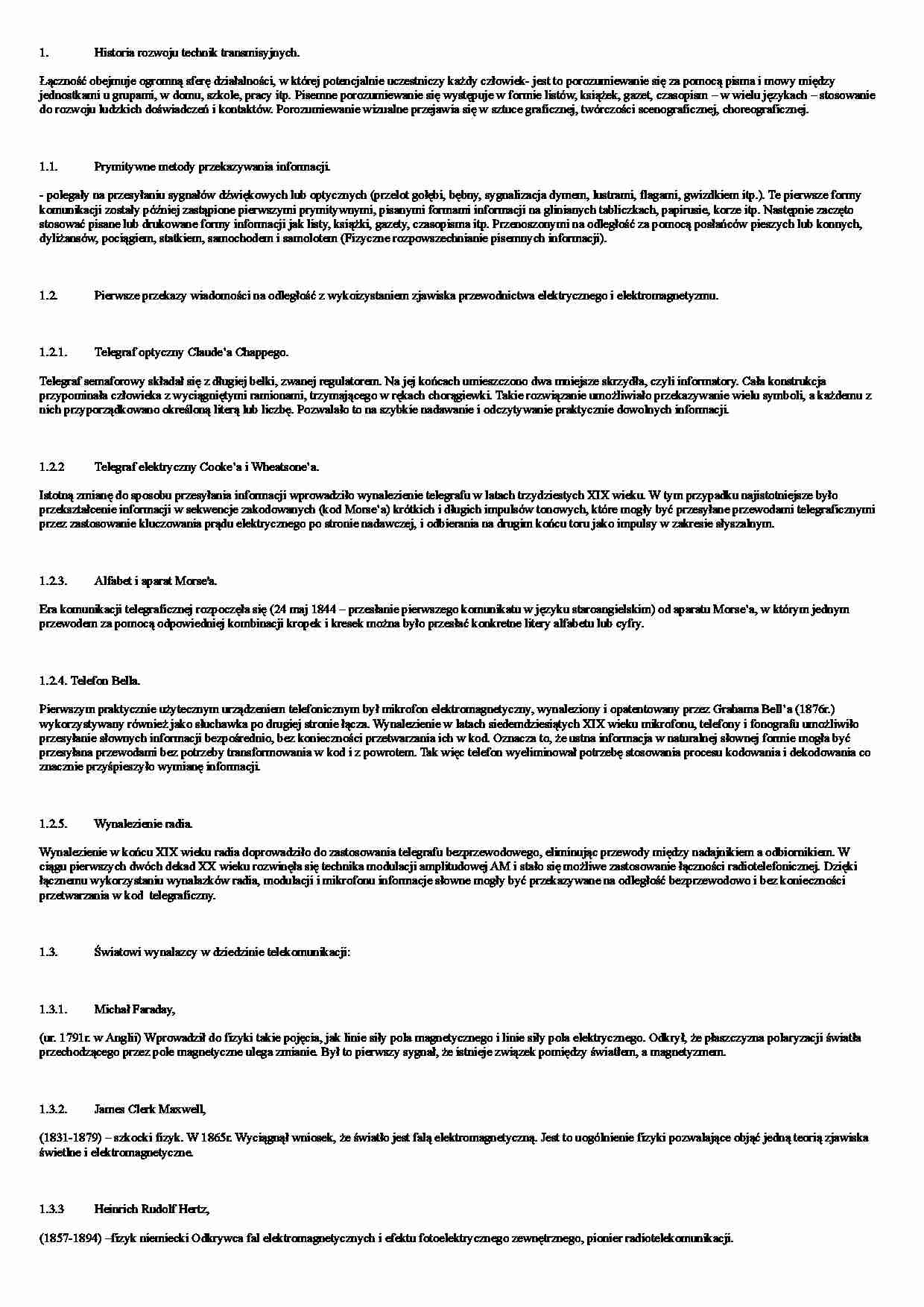 Podstawy transmicji danych-opracowanie wykład - strona 1