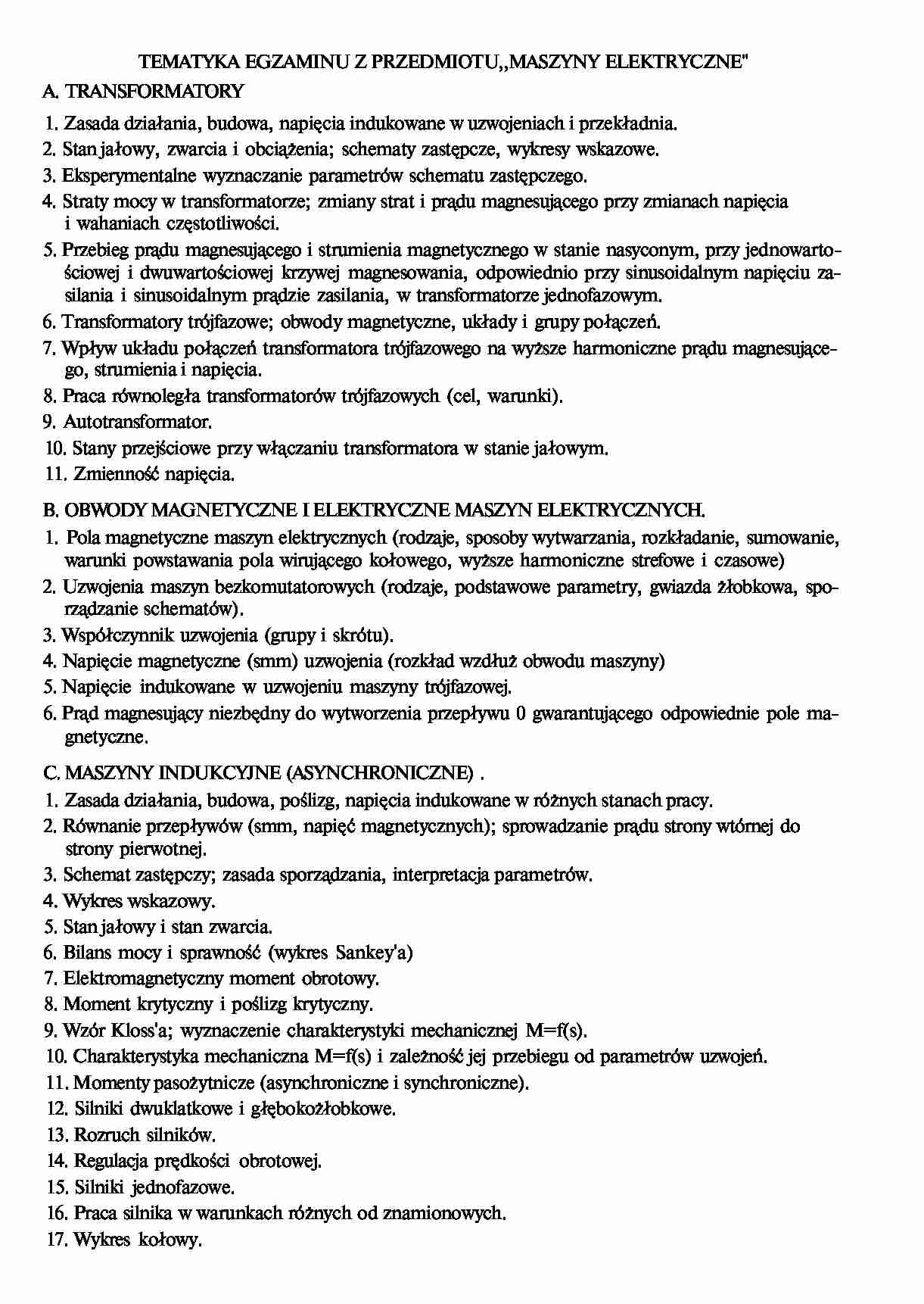 Maszyny Elektryczne-zagadnienia - strona 1