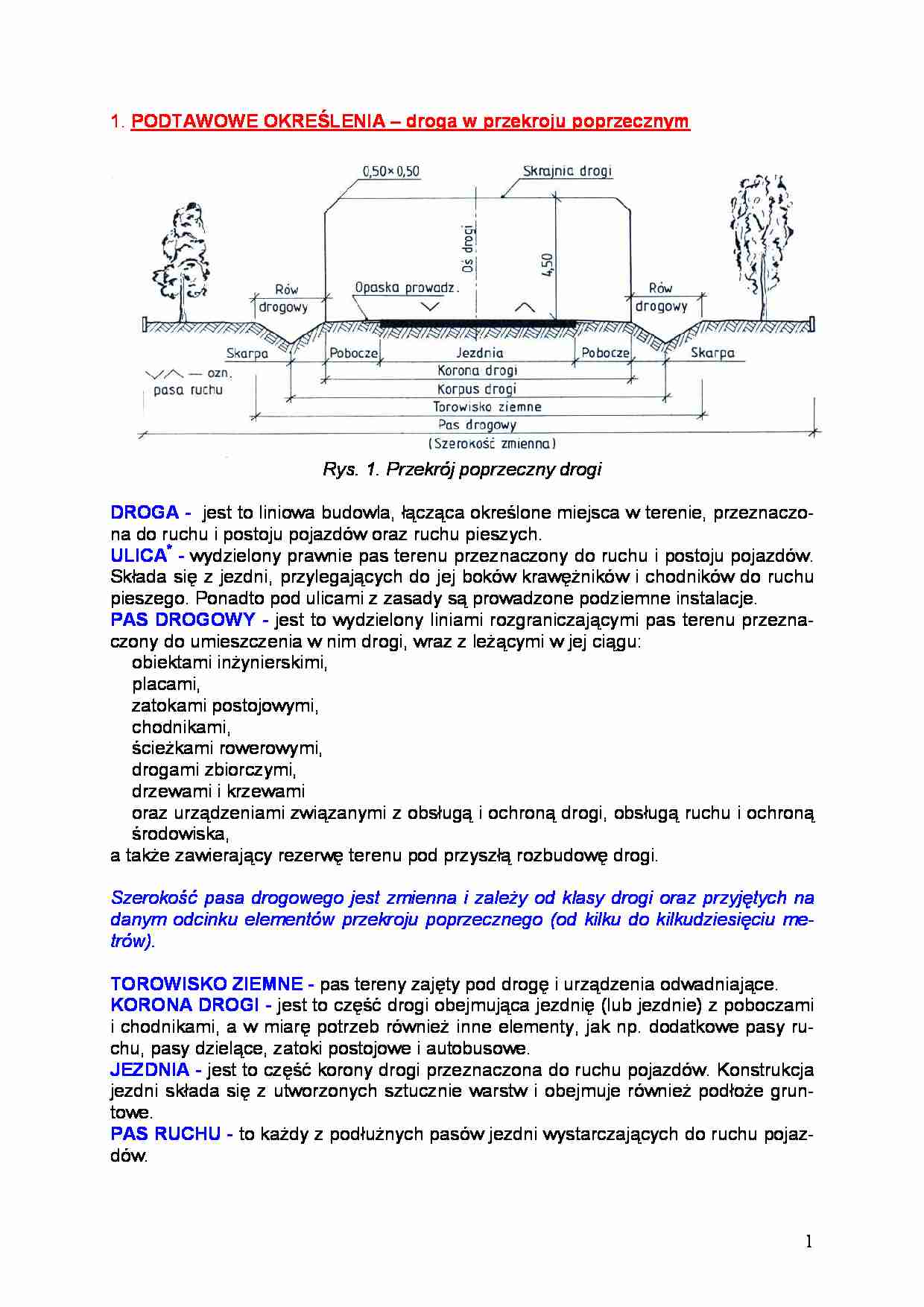 Droga w przekroju poprzecznym-opracowanie - strona 1