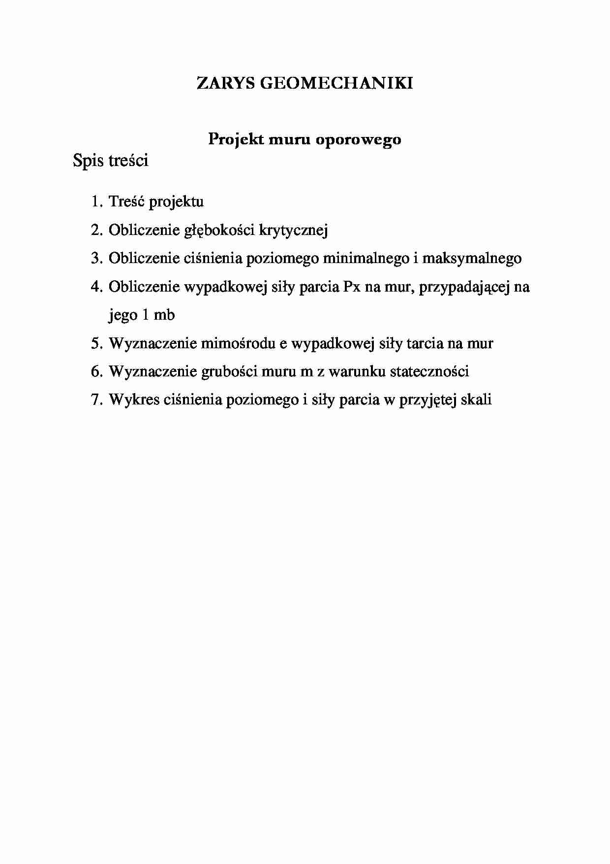 Projekt muru oporowego-opracowanie - strona 1