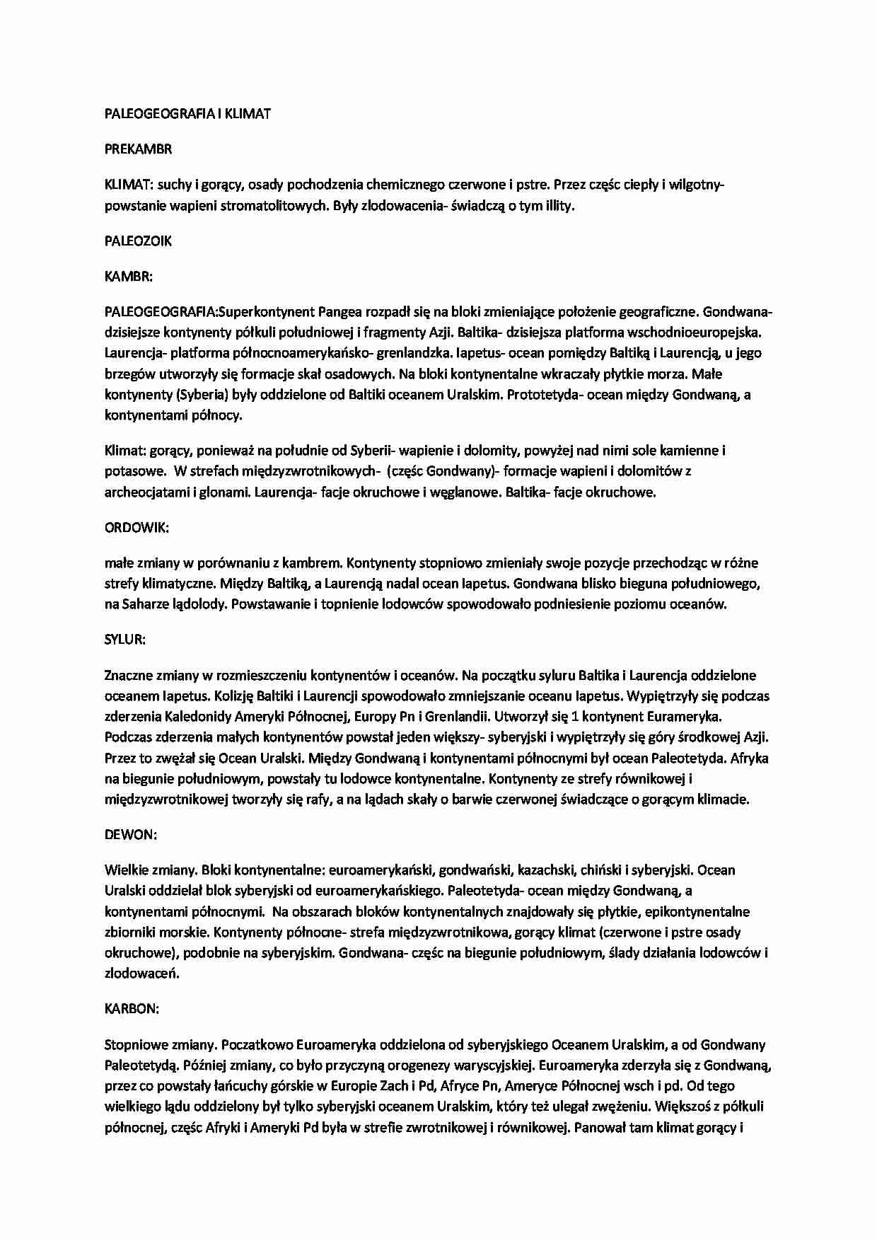 Paleogeografia i klimat-opracowanie - strona 1