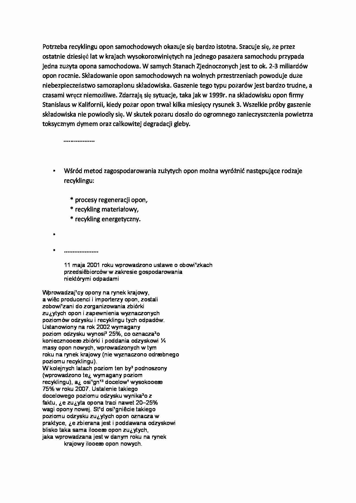 Recykling opon-prezentacja na wykład - strona 1